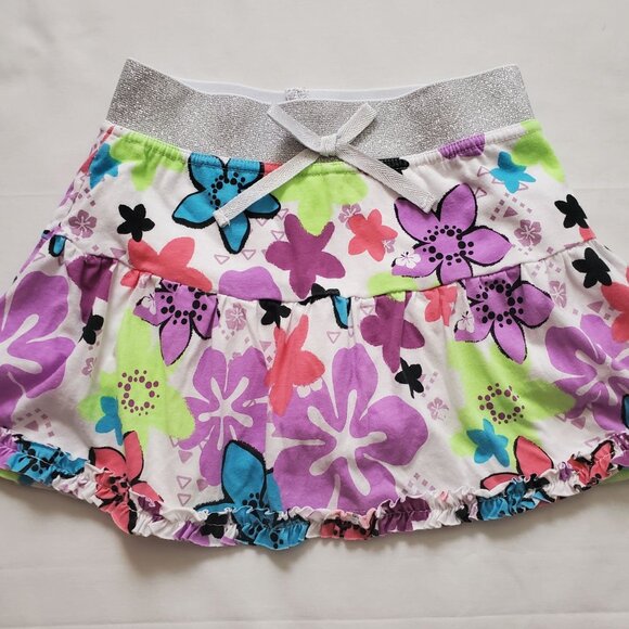 Basic Editions Kids Girls Floral Glitter Waistband Ruffle Hem Skirt Sz M/M (7/8) - Picture 5 of 12